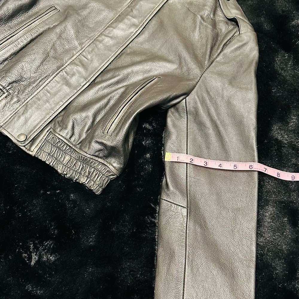ZARA Black Leather Distressed Biker Jacket - Picture 10 of 16